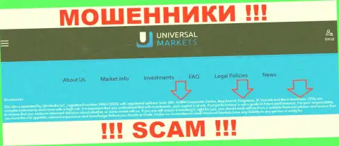 Не стоит рассматривать Universal Markets, как партнёра, потому что данные мошенники спрятались в оффшоре - Suite 305, Griffith Corporate Center, Beachmont, Kingstown, St. Vincent and Grenadines