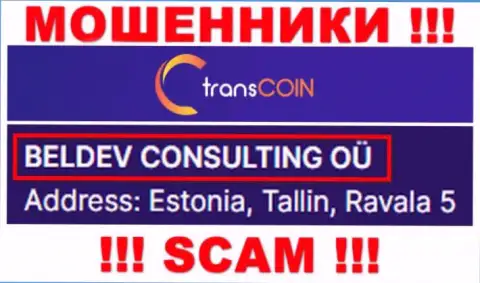 TransCoin - юр. лицо internet мошенников компания Белдев Консалтинг Ою