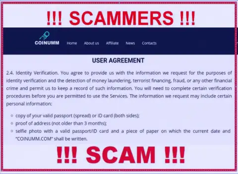 Coinumm Com Scammers collecting all personal data from the clients