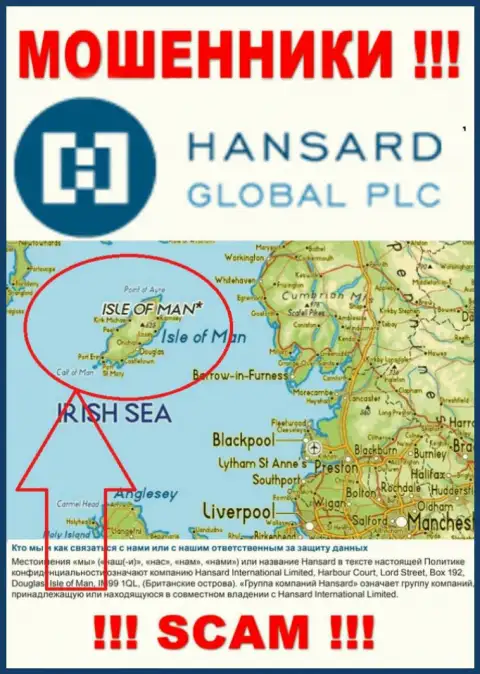 Официальное место регистрации интернет-мошенников Hansard International Limited - Isle of Man