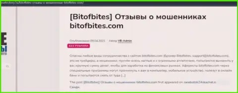 Обзорная статья с очевидными подтверждениями надувательства со стороны BitOfBites Com