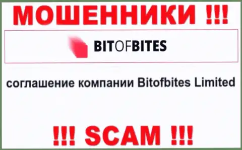 Юр. лицом, владеющим мошенниками Bit Of Bites, является Bitofbites Limited