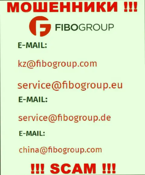Адрес электронной почты, который интернет аферисты ФибоФорекс указали на своем официальном веб-портале