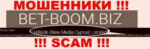 Юридическим лицом, управляющим мошенниками Bet-Boom Biz, является Hillside (New Media Cyprus) Limited