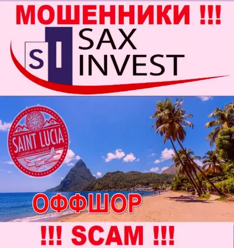 Поскольку Sax Invest расположились на территории Сент-Люсия, похищенные вклады от них не забрать