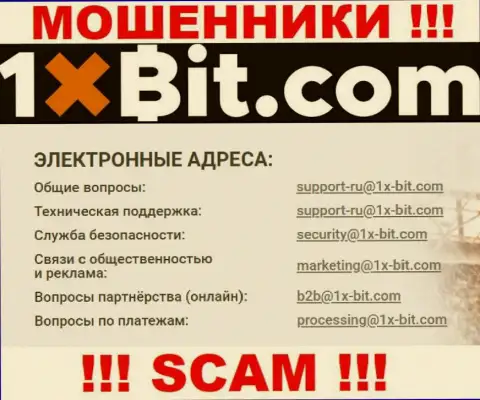 Электронный адрес мошенников 1x Bit, который они показали на своем официальном сервисе