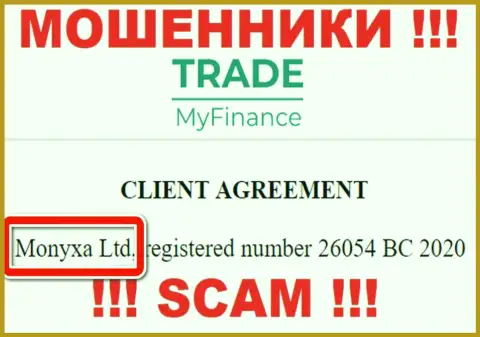 Вы не сумеете уберечь свои денежные средства сотрудничая с Trade My Finance, даже в том случае если у них имеется юридическое лицо Monyxa Ltd