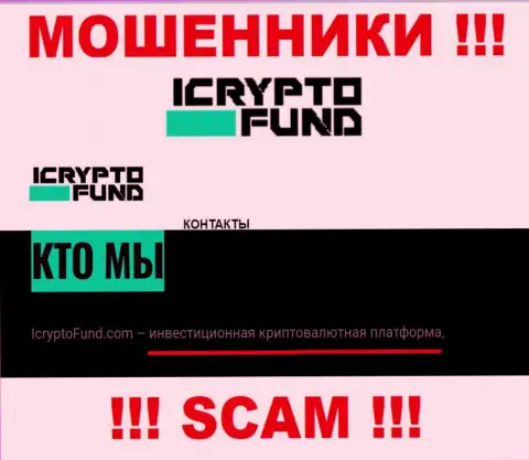 Инвестиции - в этом направлении оказывают свои услуги жулики ICryptoFund