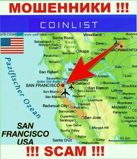 Официальное место регистрации КоинЛист Ко на территории - San Francisco, USA