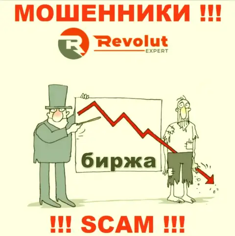 Взаимодействуя с RevolutExpert Ltd не ожидайте прибыли, ведь они ушлые ворюги и мошенники