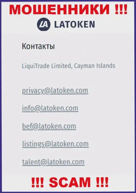 Электронный адрес, который мошенники Latoken засветили на своем официальном сайте