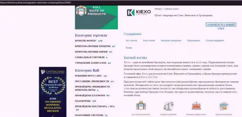 Обзор об условиях спекулирования форекс брокерской организации Kiexo Com, представленный на сайте директори финансмагнатес Ком
