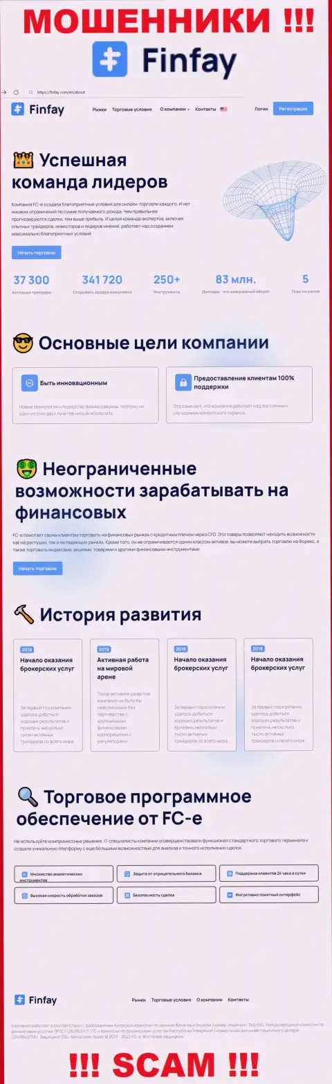 Главная страница официального сайта мошенников ФинФей