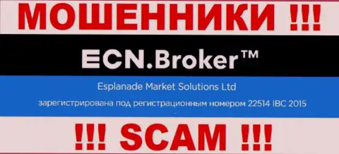 Регистрационный номер, который присвоен компании ECN Broker - 22514 IBC 2015