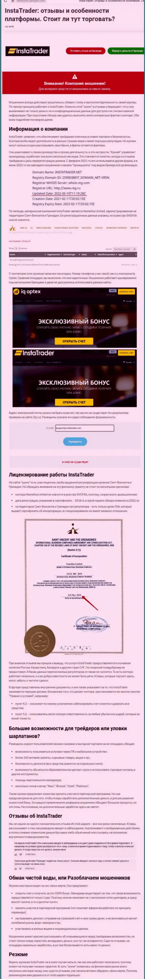 Статья с обзором, которая взята на стороннем сайте с разоблачением Namelina Limited, как вора