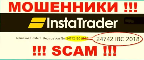 Номер регистрации организации InstaTrader - 24742IBC2018