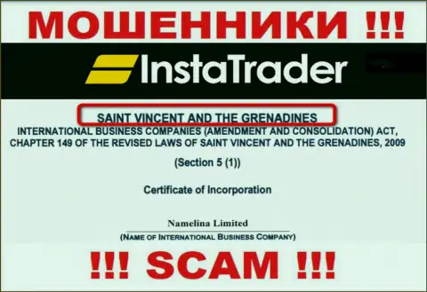 St. Vincent and the Grenadines - это место регистрации организации ИнстаТрейдер, которое находится в офшоре
